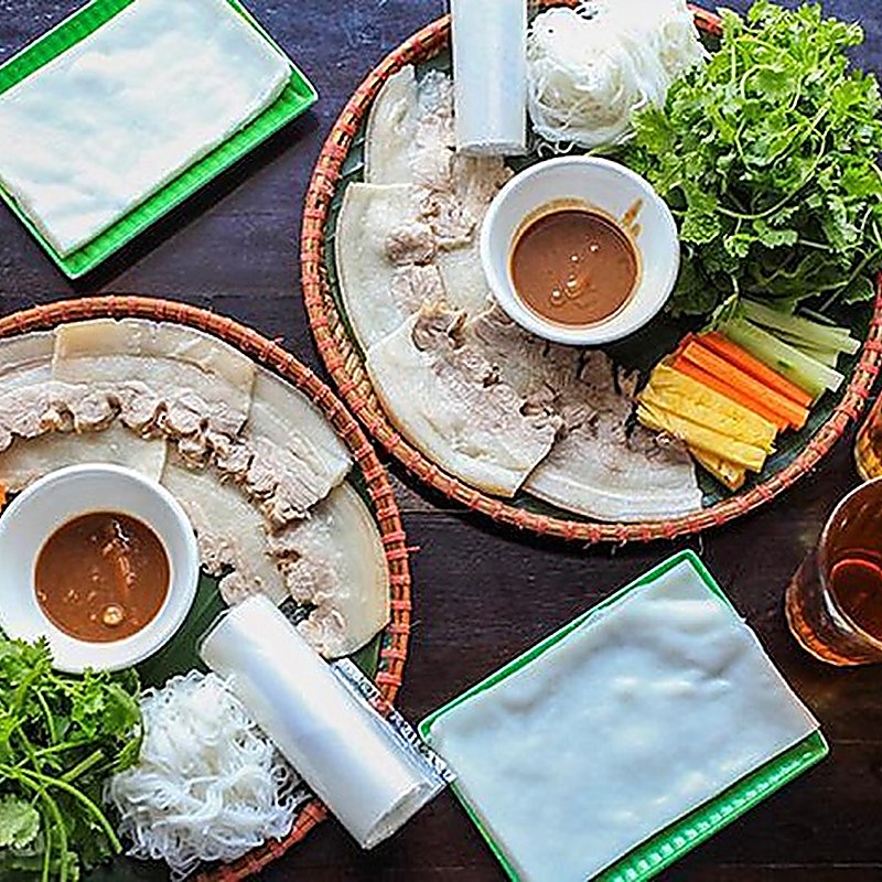 cách làm bánh tráng cuốn thịt heo